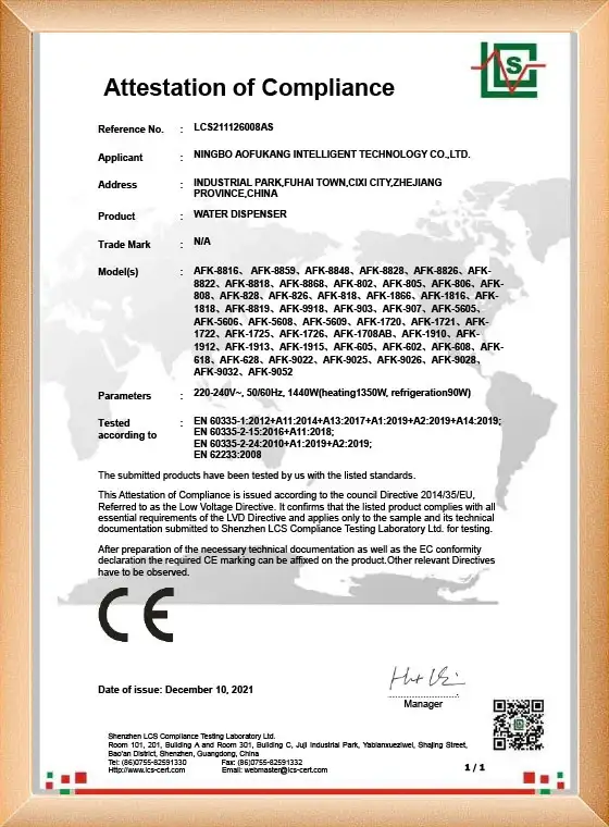 Our Certificate